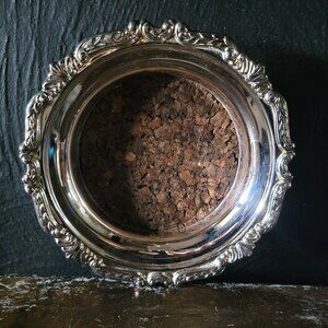 Large Vtg Sheridan Silverplate Champagne Wine Bottle Coaster with Cork Liner